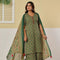 Dark Green Printed Kurta Palazzo Set