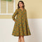 Mustard Green A-Line Flare Dress