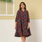 Maroon & Black Geometric Print A-Line Flare Dress