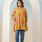 Mustard Yellow multicolor paisley Angrakha Kurti