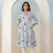 Powder Blue Floral Printed Cotton Kurti