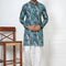 Men's Teal Kurta with Intricate Print