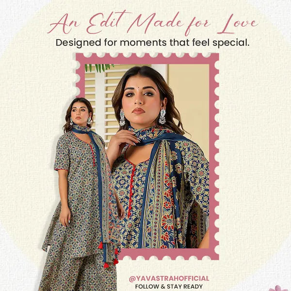 Two women wearing patterned outfits with text 'An Edit Made for Love' and 'Designed for moments that feel special.'